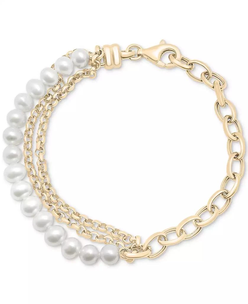 Audrey by Aurate Cultured Freshwater Pearl (5mm) Triple 
Single Link Bracelet in Gold Vermeil, Created for Macy
s