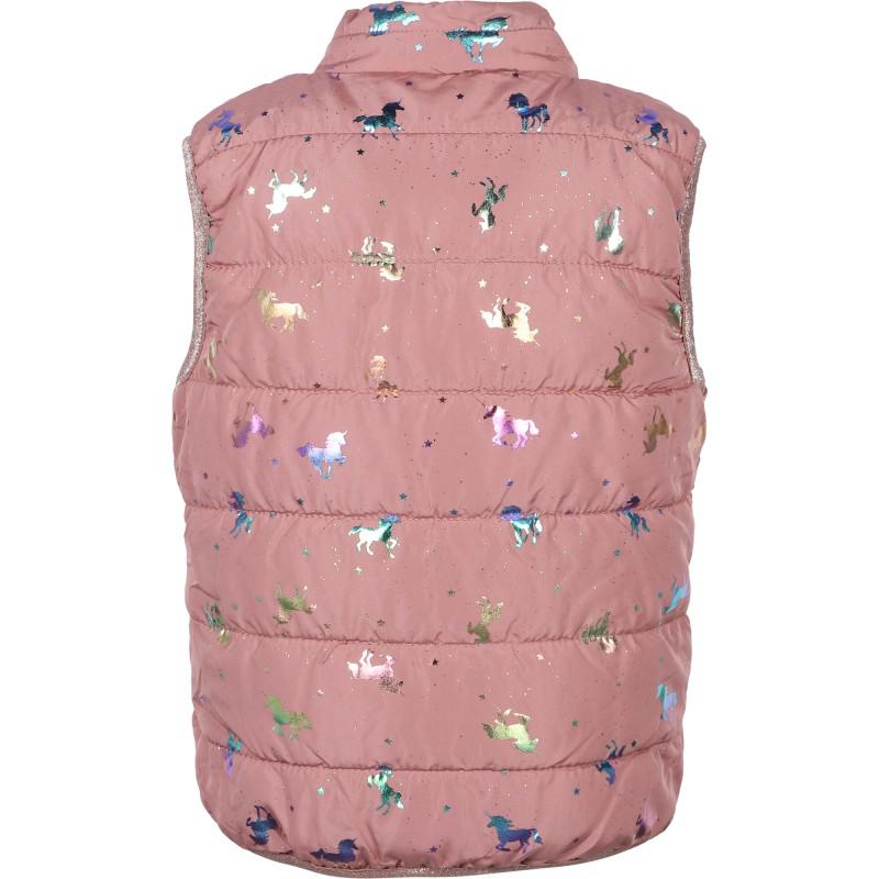NAME IT® Iridescent unicorns print padded gilet in pink