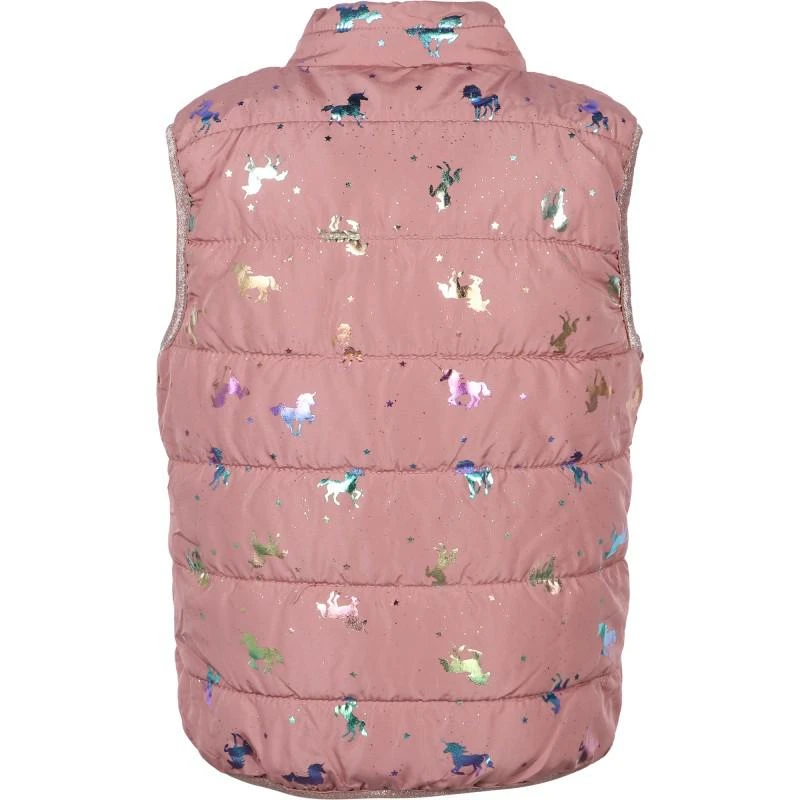 NAME IT® Iridescent unicorns print padded gilet in pink 2