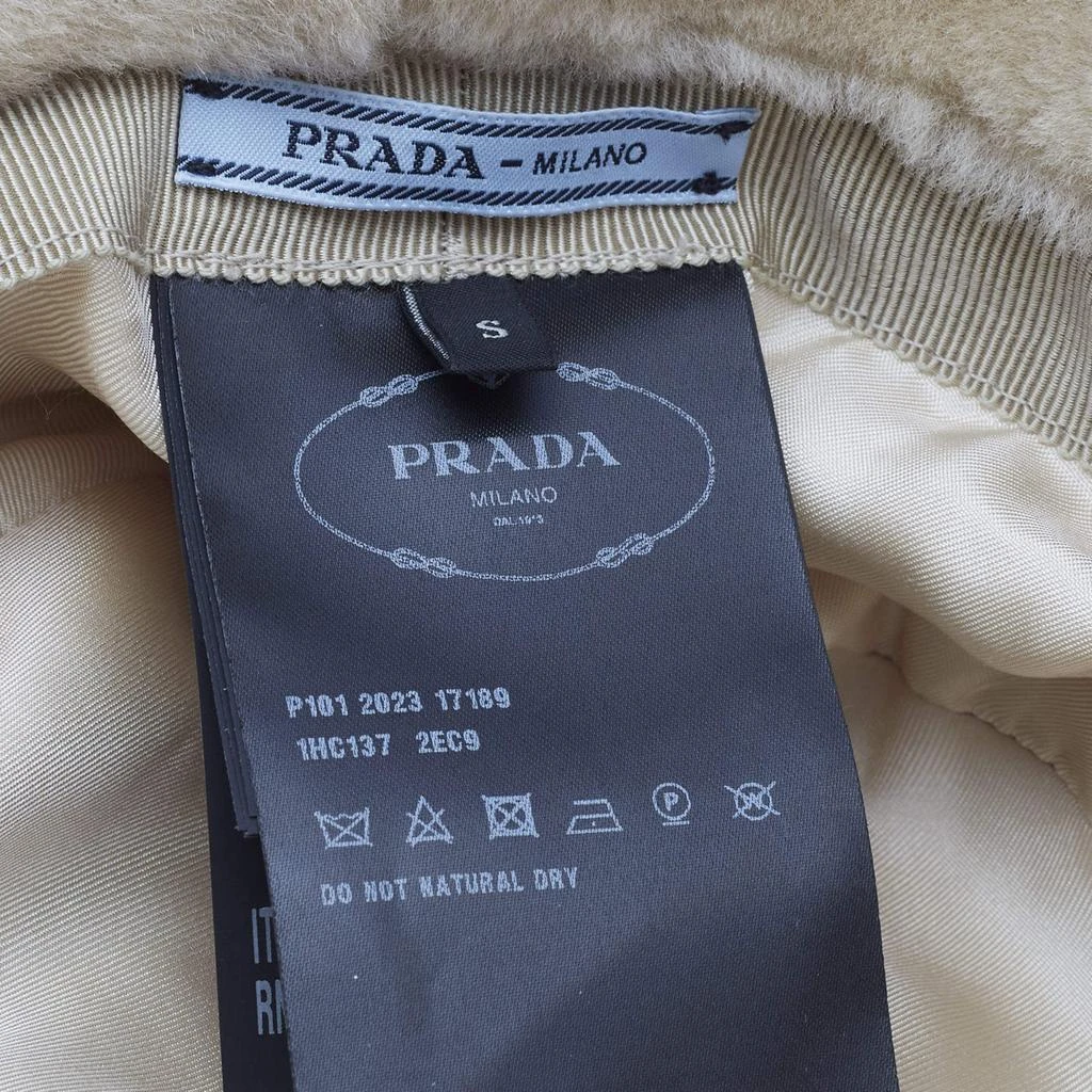 Prada Prada Cream Shearling Logo Plaque Bucket Hat S 6