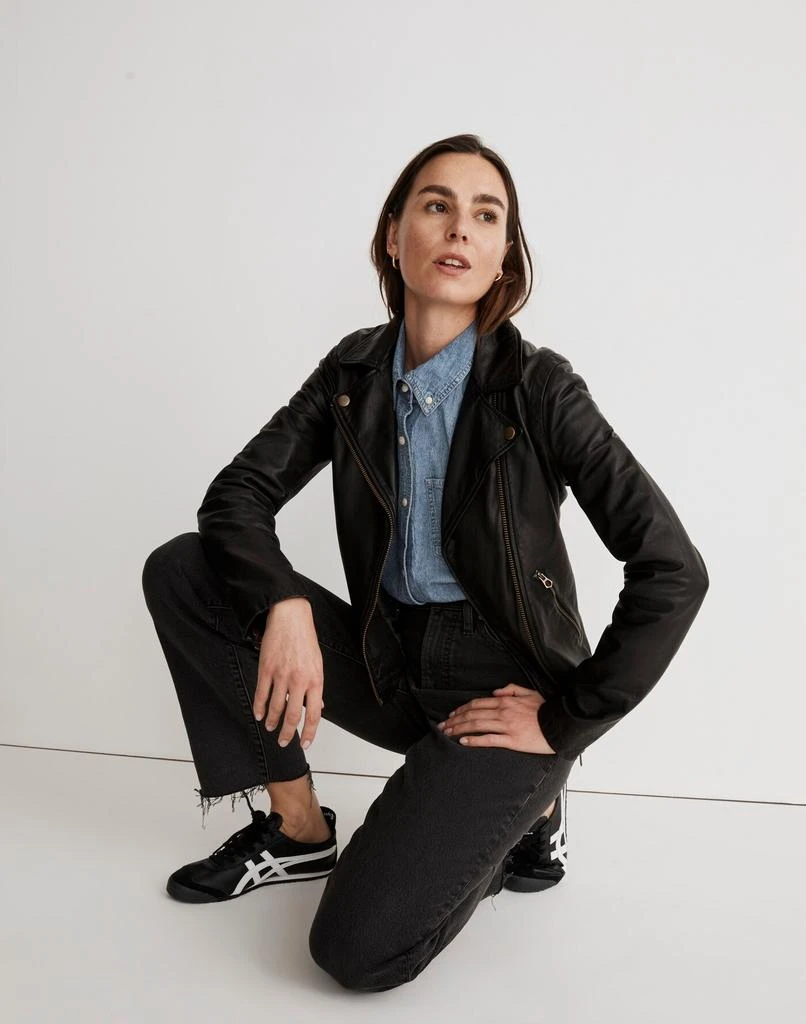 Madewell Washed Leather Motorcycle Jacket: Brass Hardware Edition 4