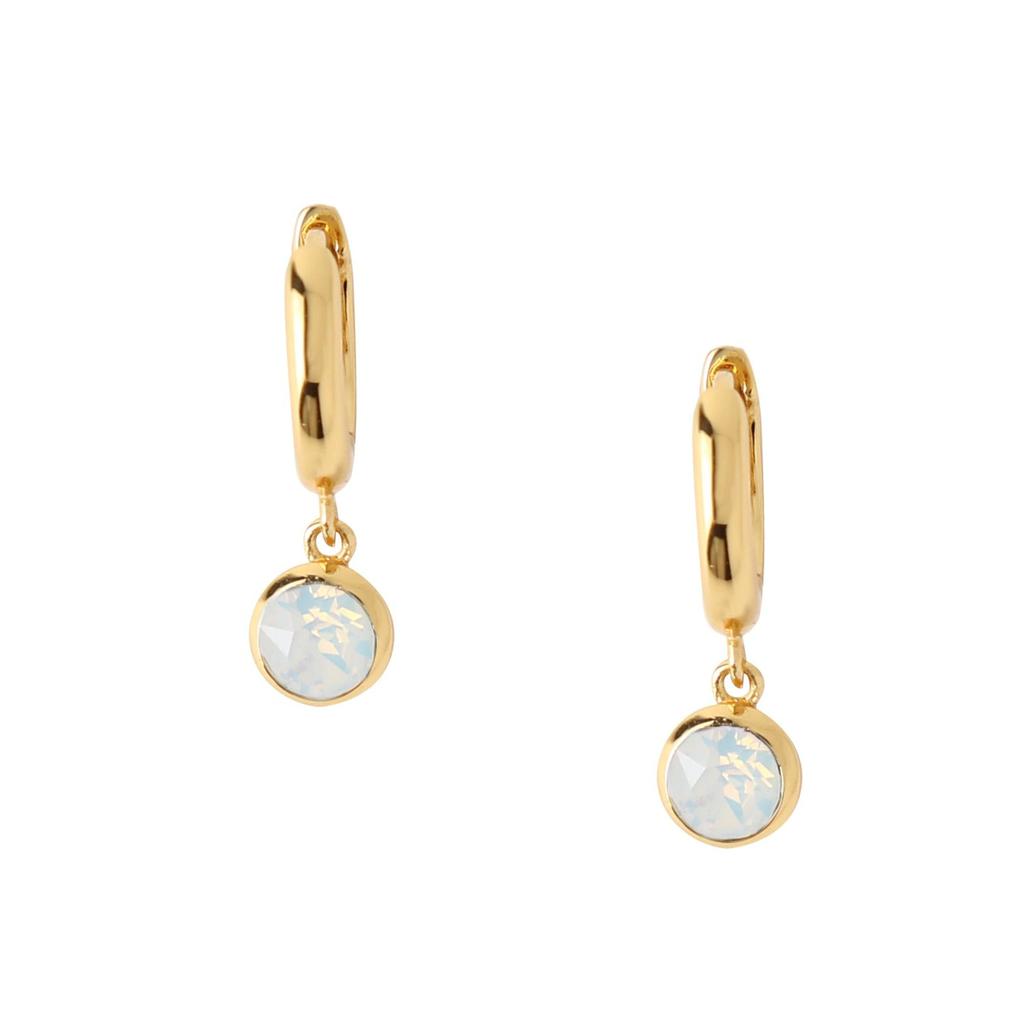 Orelia London White Opal Drop Huggie Hoop Earrings Made With Swarovski Crystals
