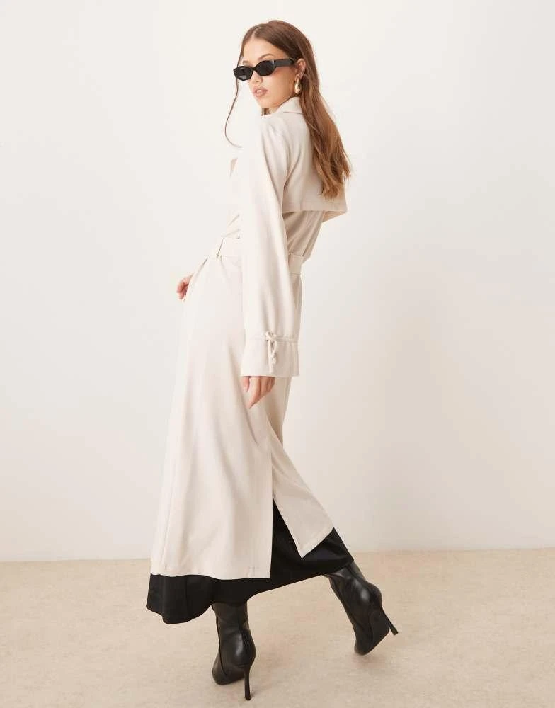 River Island River Island lightweight duster coat in ecru 3