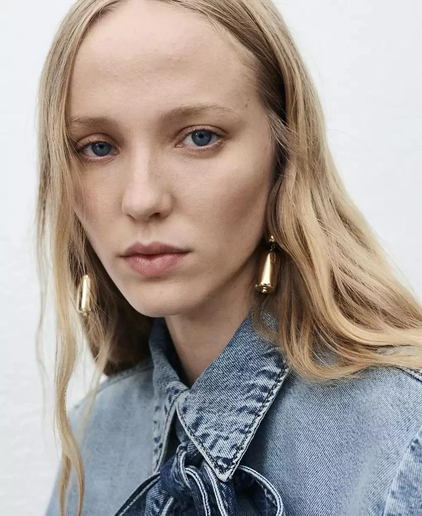 Mango Women's Bow Detail Denim Shirt 3