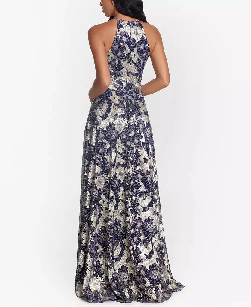 Betsy & Adam Petite Floral Halter-Neck Gown 2