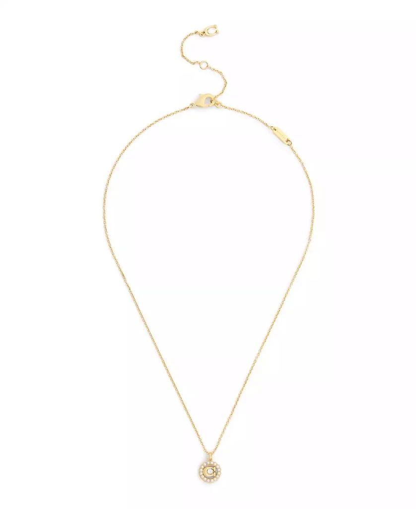 Coach Faux Stone Signature C Mother of Pearl Pendant Necklace