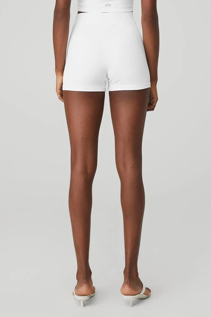 Alo Goddess Ribbed High-Waist Hot Short - White 2