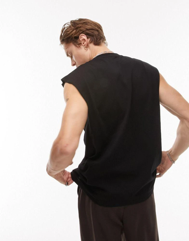 Topman Topman oversized fit sleeveless t-shirt in black 3