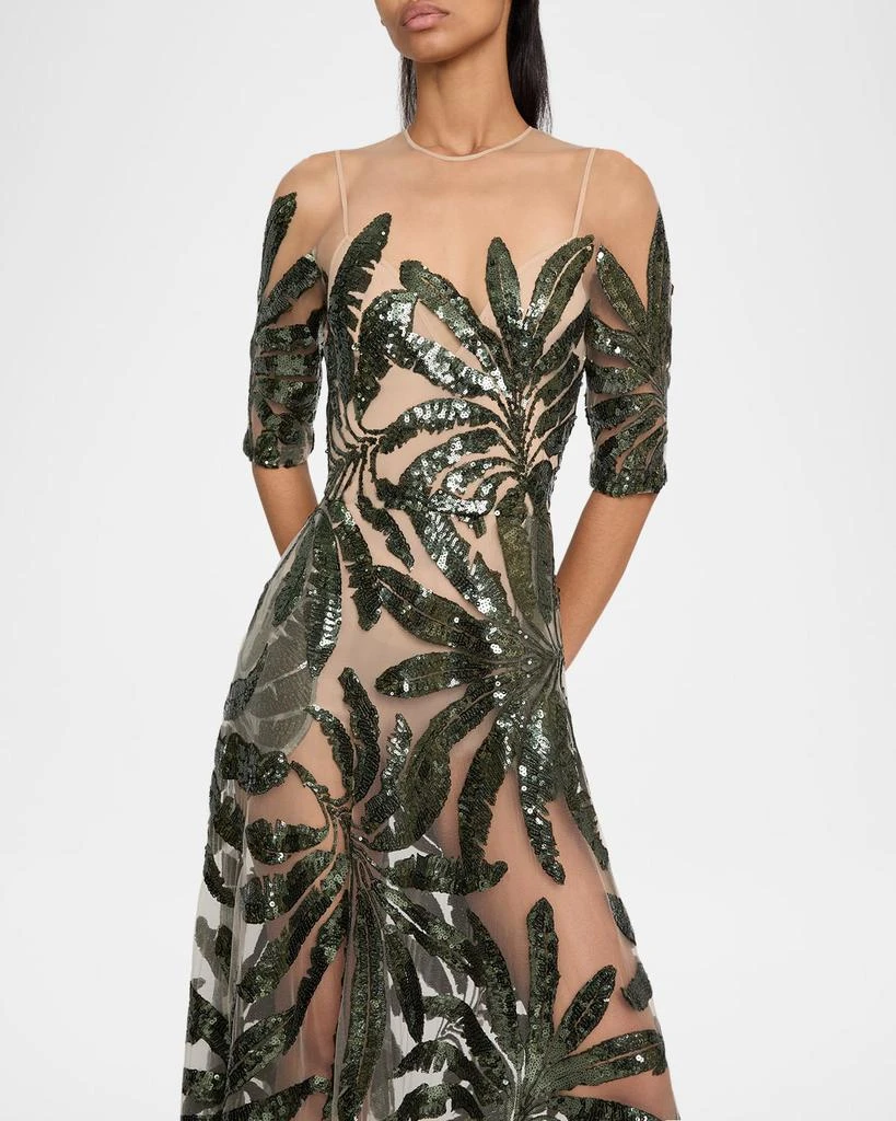 Elie Saab Embroidered Tulle Illusion Gown 5