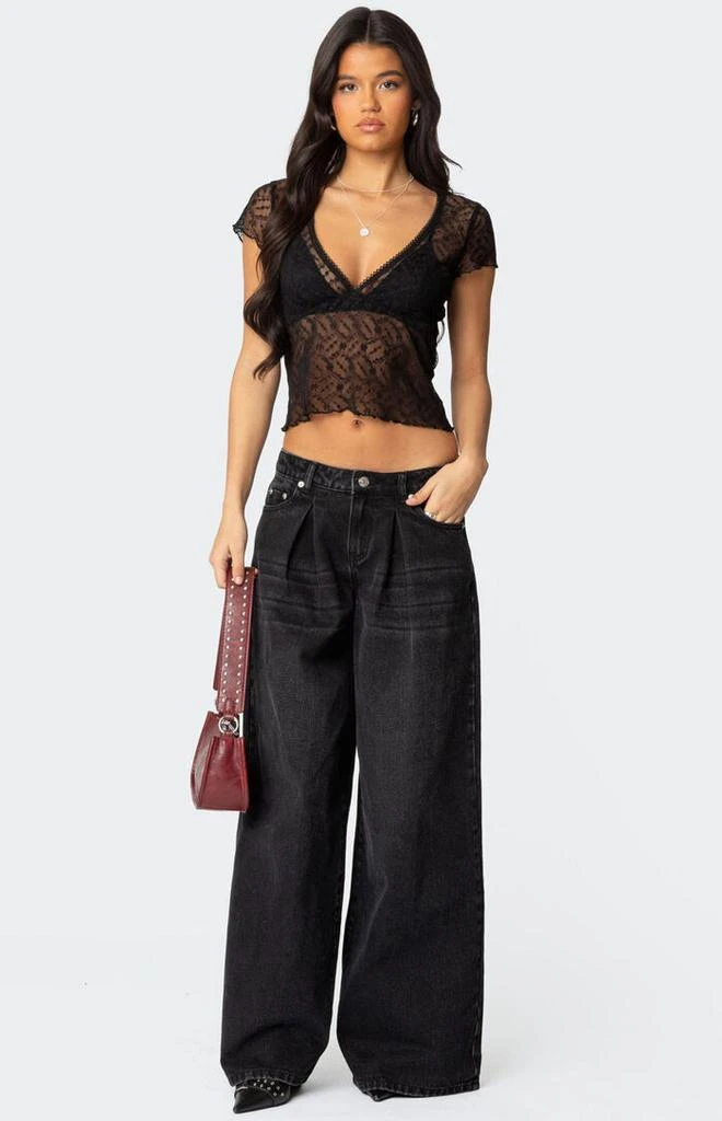 Edikted Pleated Detail Low Rise Jeans 1