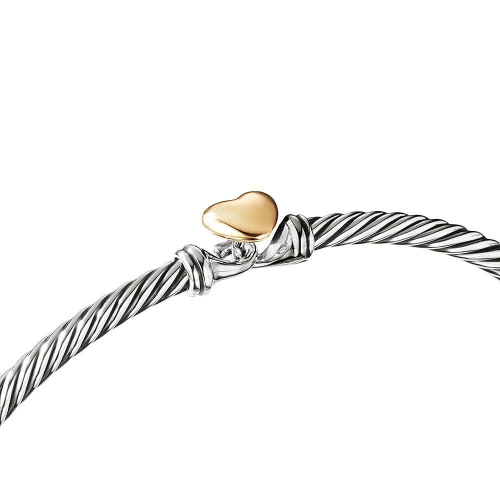 David Yurman Cable Collectibles® Heart Bracelet in Sterling Silver with 18K Yellow Gold, 3mm 4