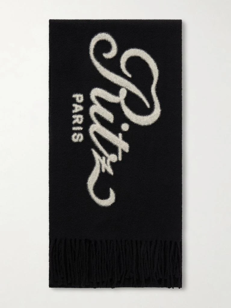 FRAME + Ritz Paris Fringed Wool-jacquard Scarf