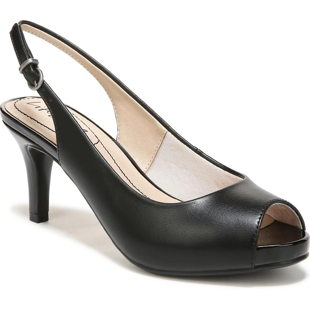 LifeStride Teller Womens Solid Slingback Peep-Toe Heels 6