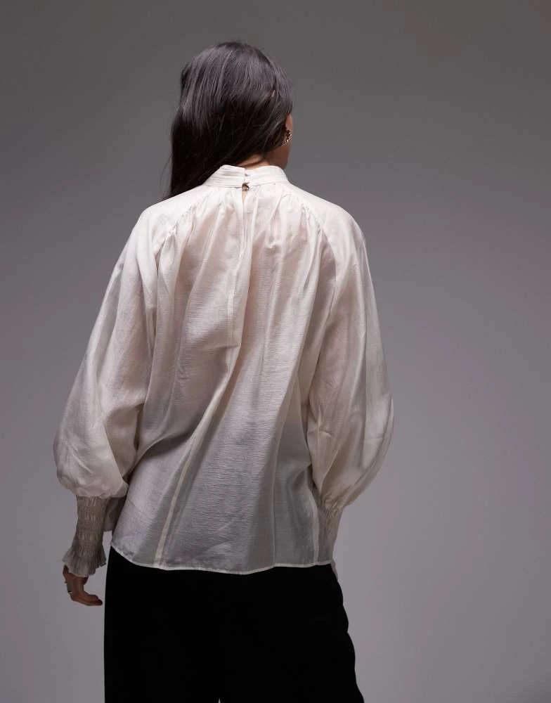 & Other Stories & Other Stories sheer volume blouse with frill detail in white 2
