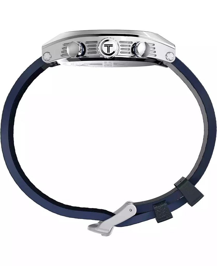 Timex Men's Quartz Analog Blue Leather Watch, 42mm