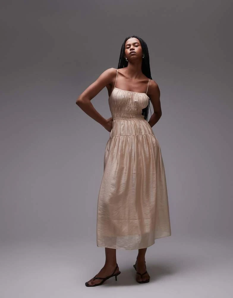 beige spaghetti strap dress Square Neck Spaghetti Straps Champagne Formal Dresses
