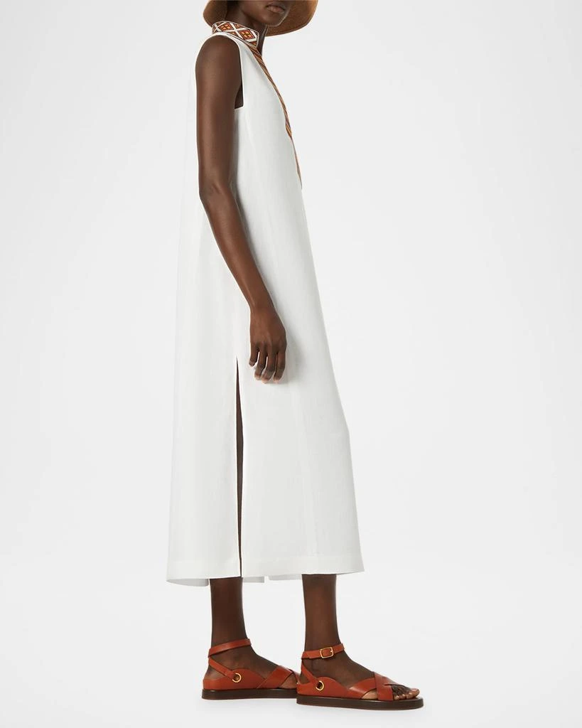 Loro Piana Abril Suitcase Stripe Embroidered Sleeveless Midi Dress 3