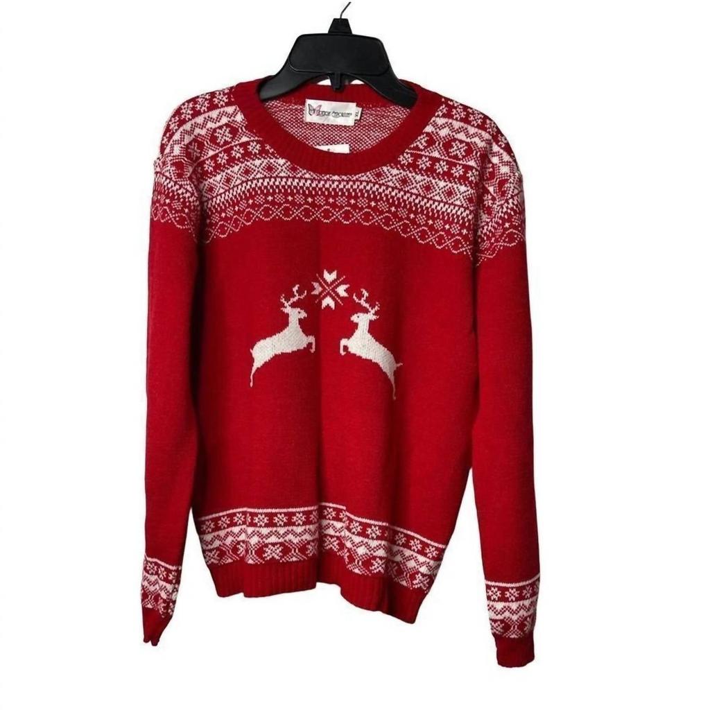 Cotton Emporium Cotton Emporium - GIRLS CREWNECK REINDEER CHRISTMAS SWEATER