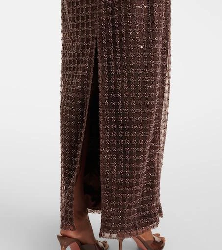 rotate brown sequin dress MODA BROWN RUFFLED DRESS  Match Made Stores