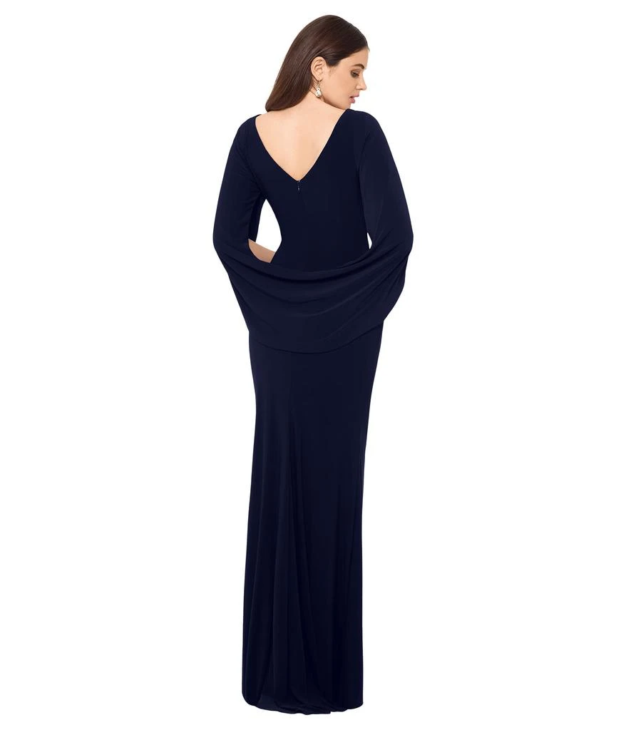 Betsy & Adam Long Jersey Ruched Drape Back Dress 2