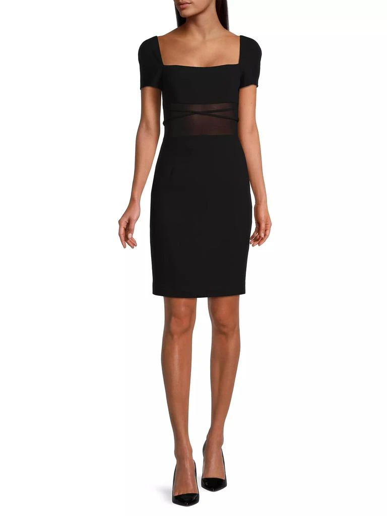 Black Halo Izola Mesh-Panel Sheath Dress 2