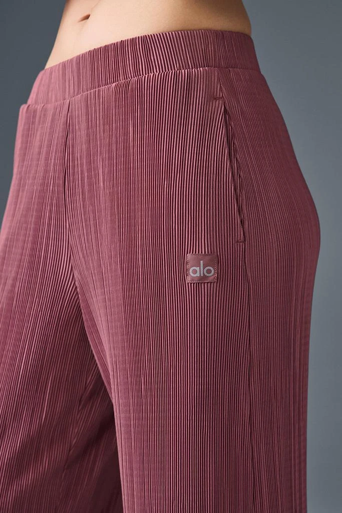 Alo High-Waist Micro Plisse Straight Leg Pant - Burgundy Truffle 2