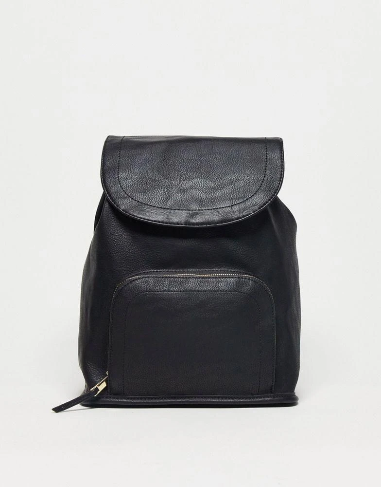 ASOS ASOS DESIGN soft backpack with zip front pocket in black 1
