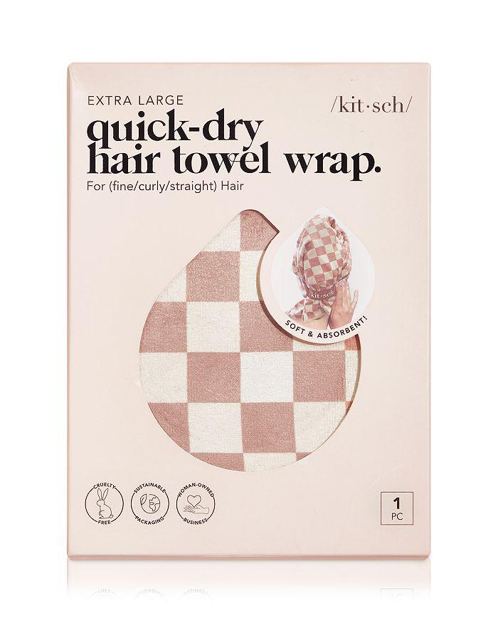 Kitsch Extra Large Quick Dry Hair Towel Wrap - Terracotta Checker
