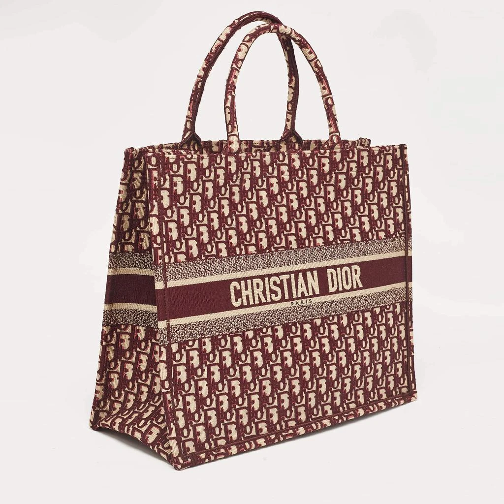 Dior Dior Burgundy Oblique Embroidered Canvas Large Book Tote 3