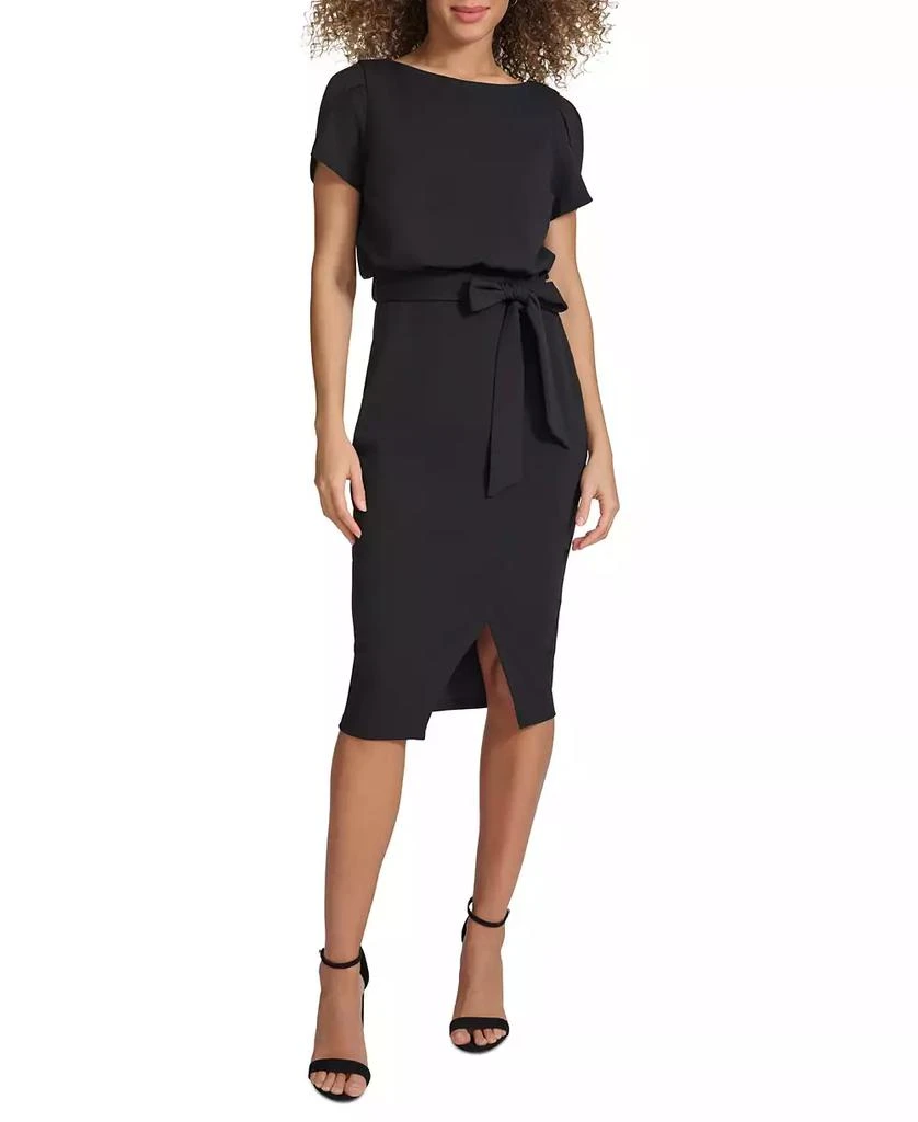 Kensie Women's Tulip-Sleeve Tie-Waist Sheath Dress 1