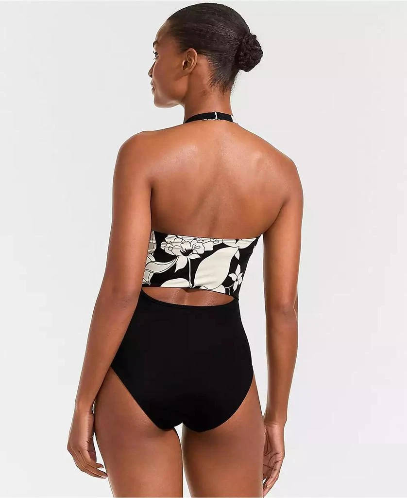 Lands
 End Women
s Long Torso Tugless Halter Monokini High Leg One Piece Swimsuit 2