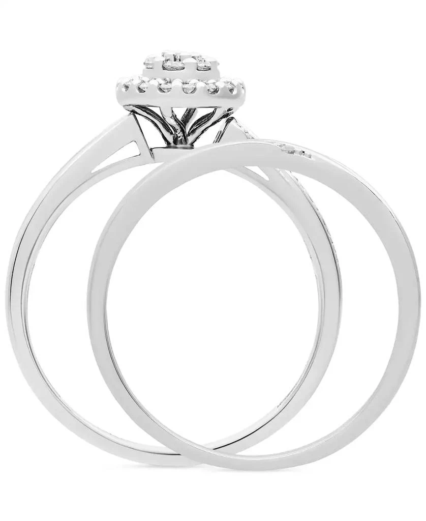 Macy's Diamond Halo Cluster Diagonal Two Row Bridal Set (1/4 ct. t.w.) in 14k White Gold 4