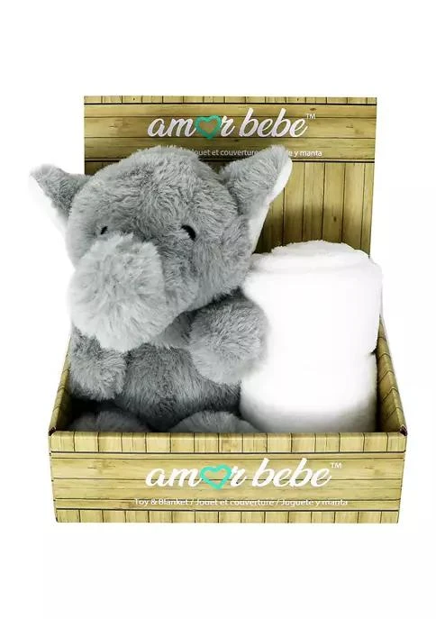 Tendertyme Baby Plush Gray Elephant With Blanket 4