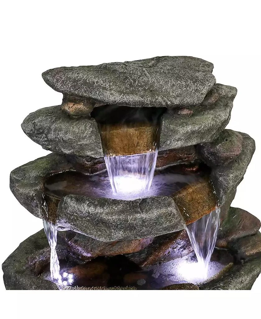 SunJet 40.5” High Rocks Outdoor Water Fountain - 6-Tiers Cascading Waterfall with LED Lights, Soothing Tranquility for Home Garden, Yard Decor 9