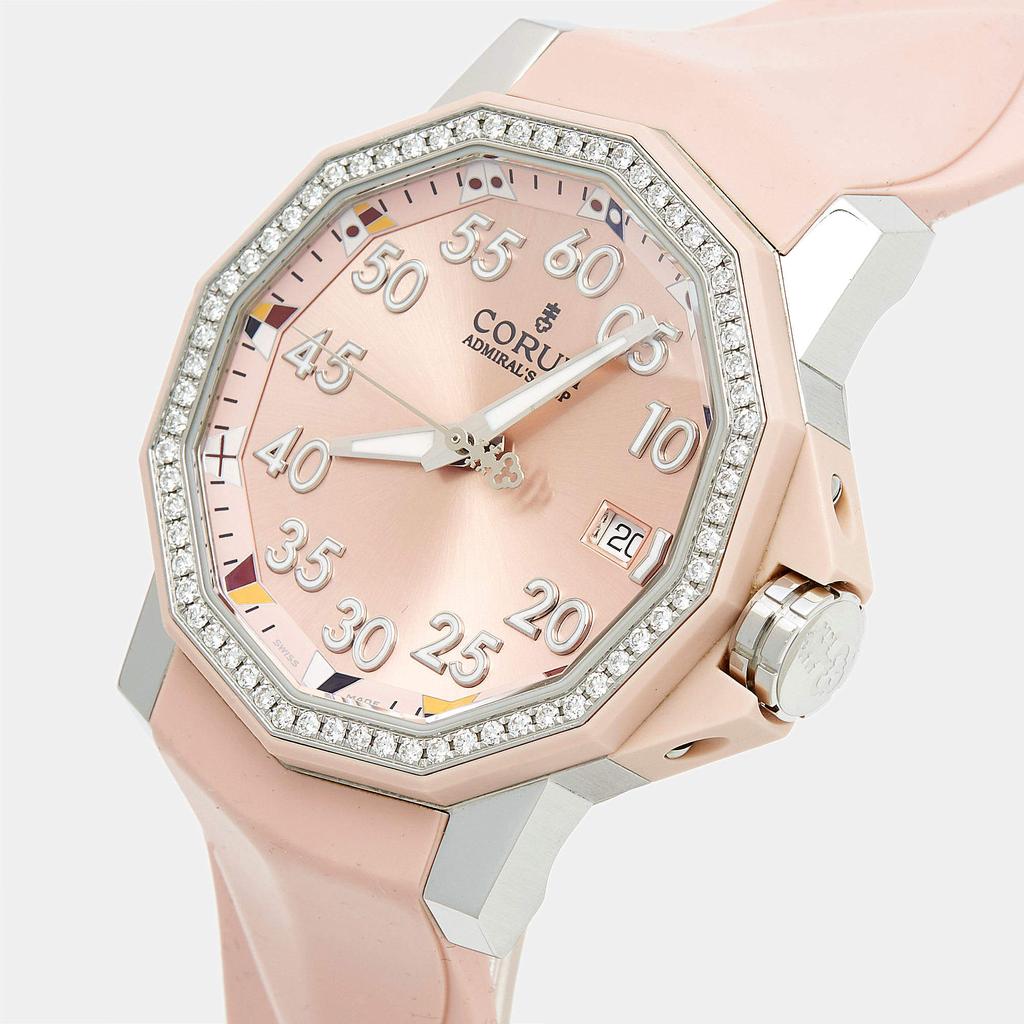 Corum Corum Pink Resin Stainless Steel Diamond Rubber Admiral's Cup 01.0033 Women's Wristwatch 40 mm
