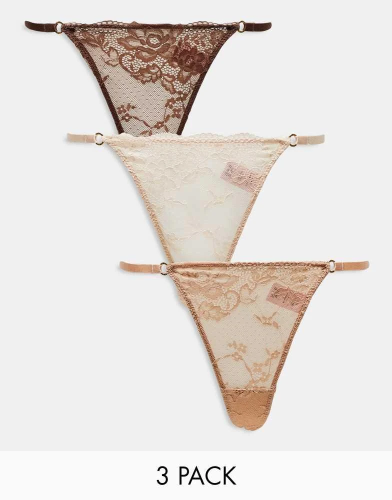 Boux Avenue Boux Avenue cora scallop lace tanga thong 3 pack in multi 1