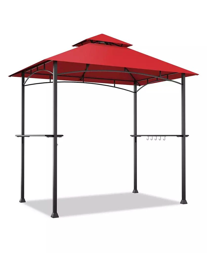 GOUUN 8 x 5 Feet Outdoor Barbecue Grill Gazebo Canopy Tent BBQ Shelter-Red