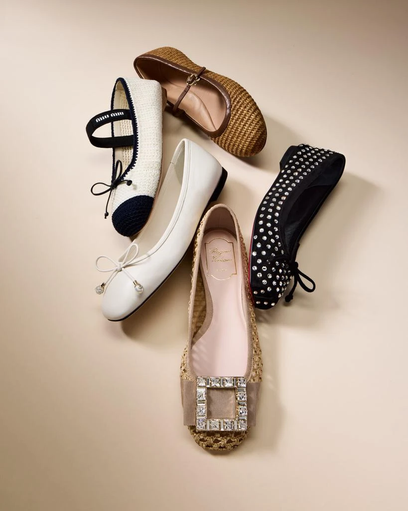Roger Vivier Tres Vivier Raffia Strass Ballerina Flats 2