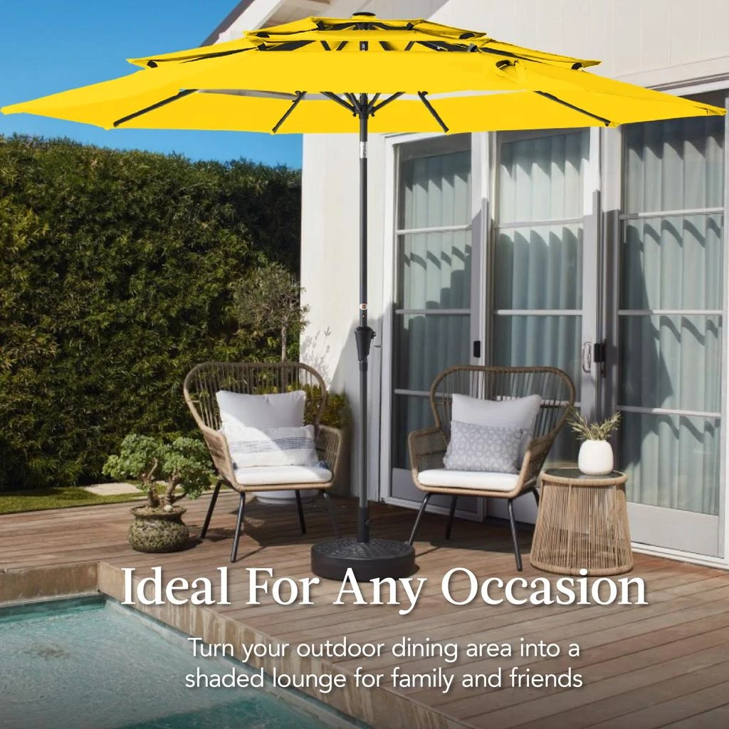 Shop 10ft 3-Tier Patio Umbrella, Market Sun Shade w/ Tilt Adjustment, Easy  Crank - Yellow on Sale at BeyondStyle  Get 41% Off 10ft 3-Tier Patio  Umbrella, Market Sun Shade w/ Tilt