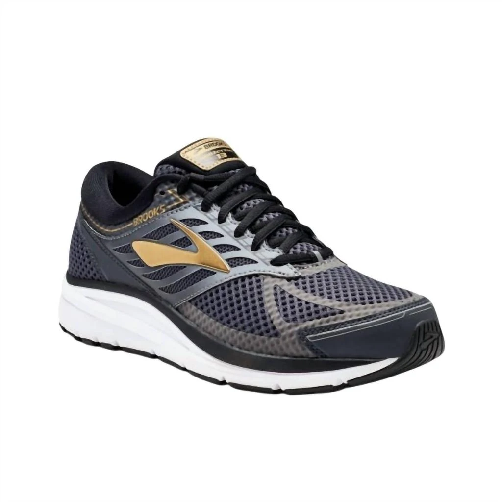 Brooks Men's Addiction 13 Running Shoe In Black/ebony/metallic Gold 1