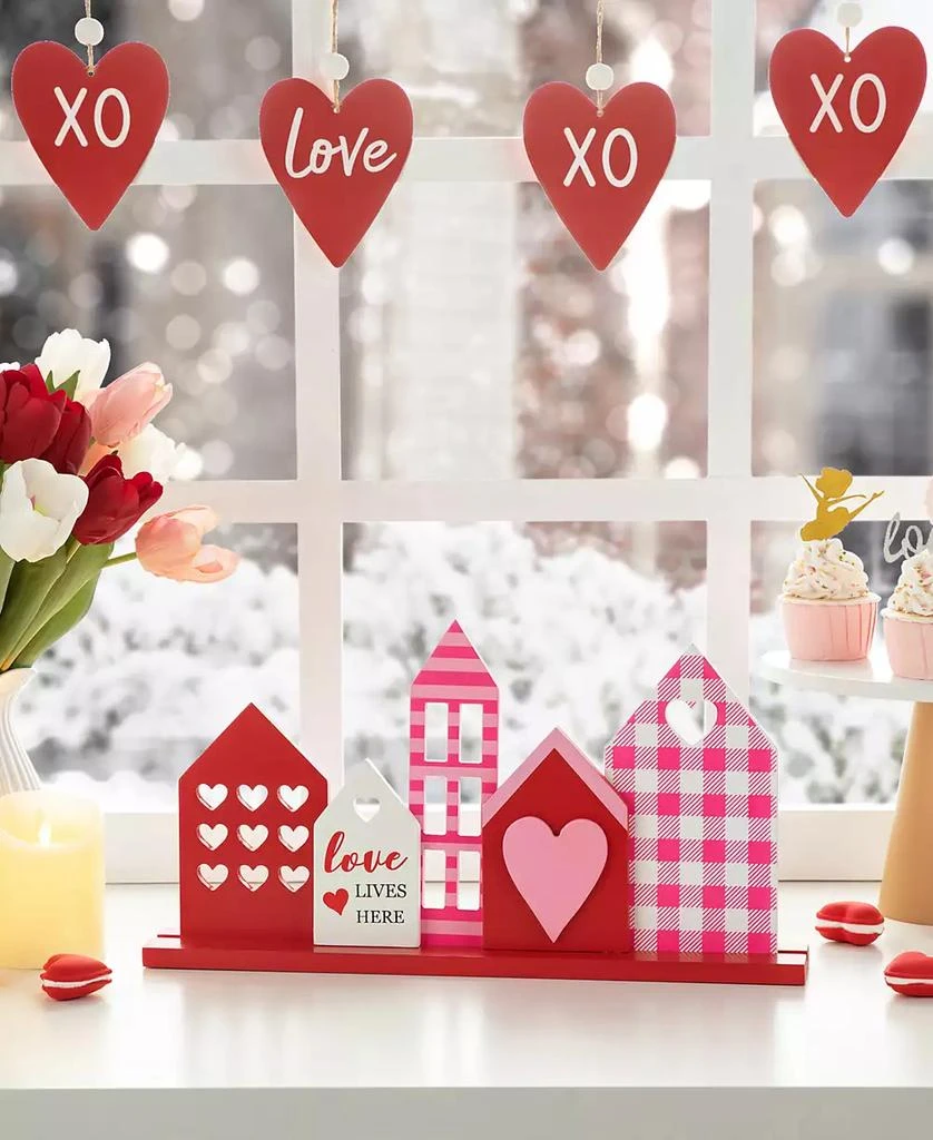 Glitzhome 16" L Valentine's House Wooden Table Decor 5