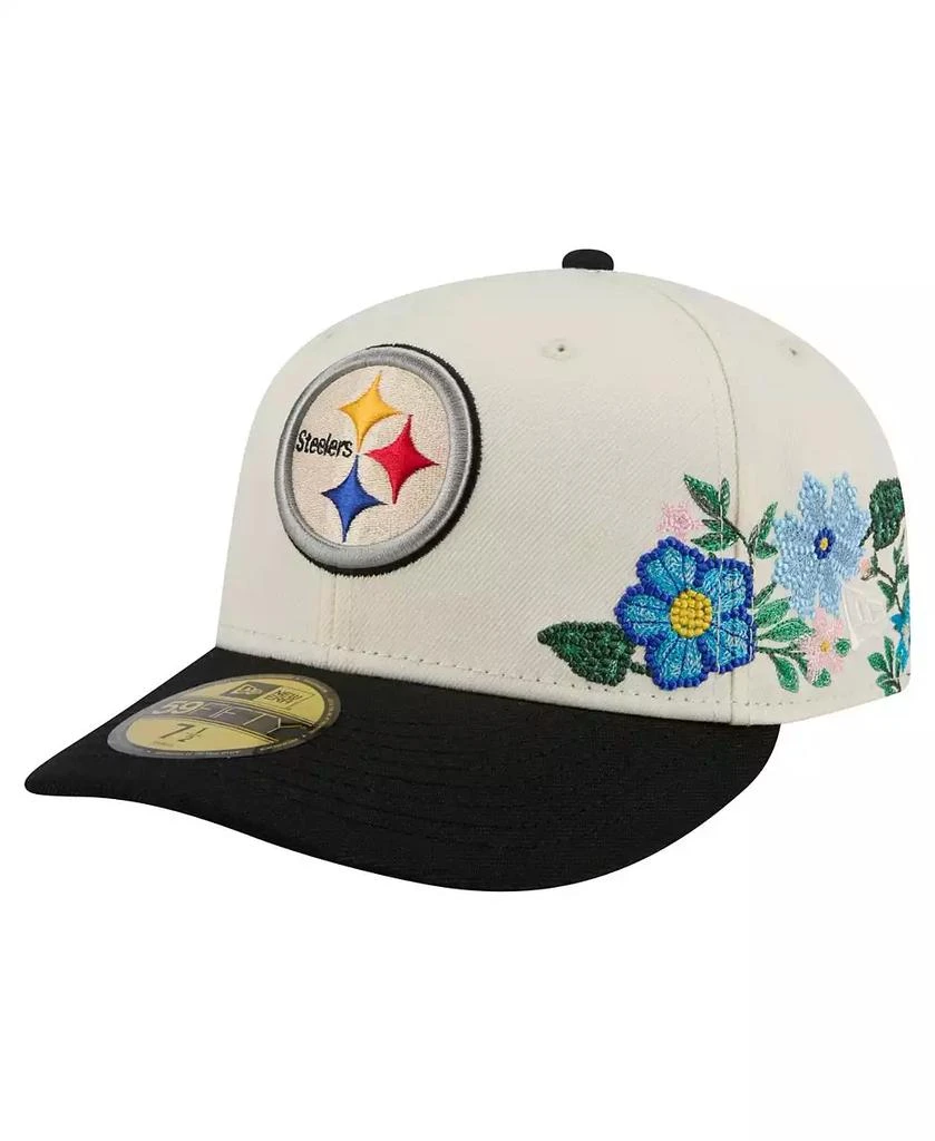New Era Men's Cream/Black Pittsburgh Steelers Tonal Floral 59FIFTY Fitted Hat 1