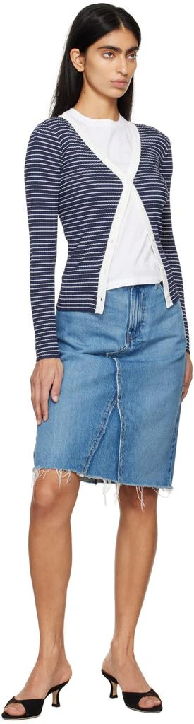 FRAME Blue Deconstructed Denim Midi Skirt 4