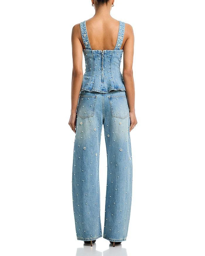 Steve Madden Fianna Embellished High Rise Barrel Jeans in Coastal Blue 6