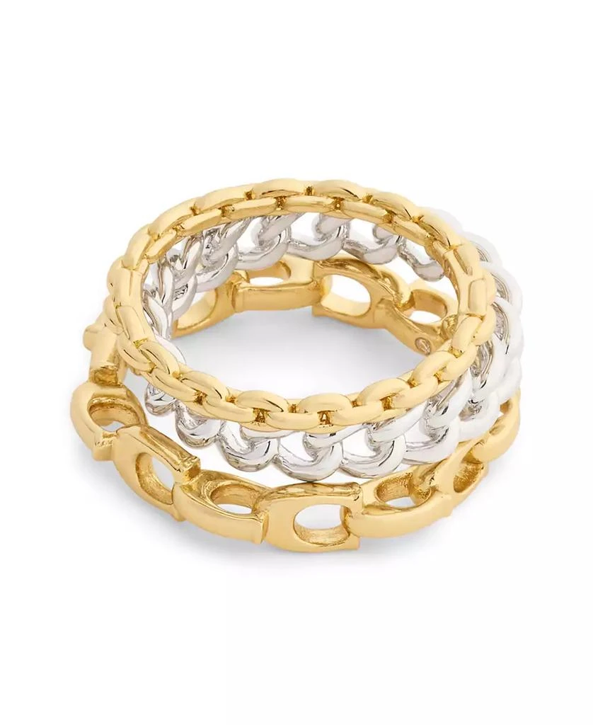Coach Two-Tone Signature C Mixed Chain Ring Set