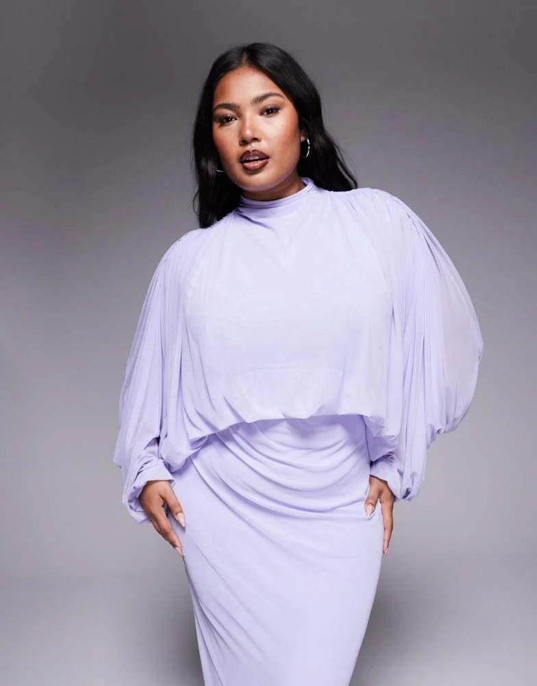 ASOS ASOS DESIGN Curve mesh draped blouson long sleeve maxi dress with ruched skirt in lilac - Dresses & Skirts - Free Shipping - BeyondStyle ASOS ASOS DESIGN Curve mesh draped blouson long sleeve maxi dress with ruched skirt in lilac - Dresses & Skirts - Free Shipping - BeyondStyle