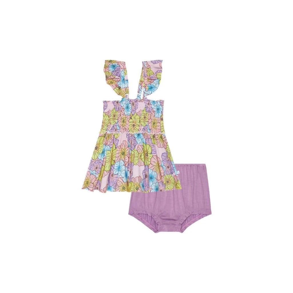 Posh Peanut Posh Peanut - Girl's Kourtney Smocked Flutter Sleeve Babydoll & Bloomer Set 1