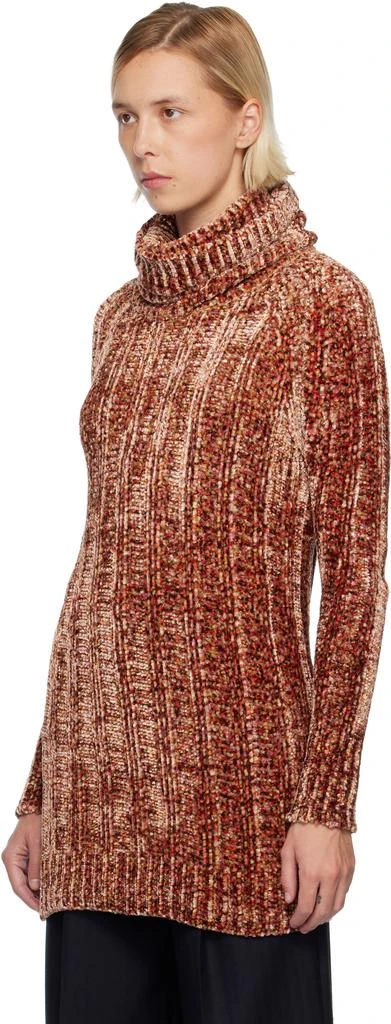 Dries Van Noten Pink 
Brown Long Viscose Turtleneck 4