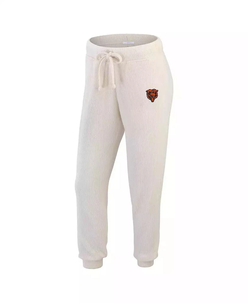 WEAR by Erin Andrews Women's Oatmeal Chicago Bears Plus Size Rib-Knit Long Sleeve T-Shirt and Pants Lounge Set 2