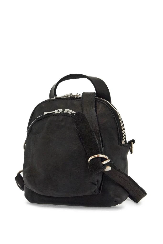 GUIDI mini backpack in black horse leather with handle and straps 3